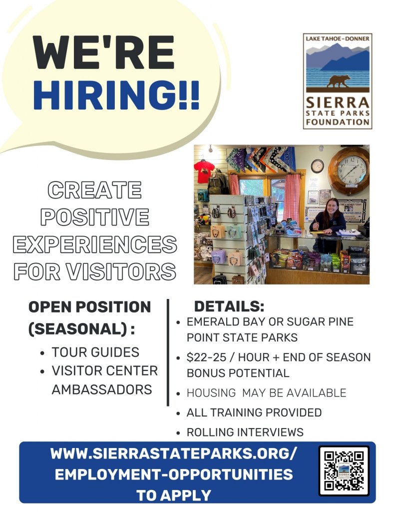 Sierra State Parks Foundation Now Hiring Seasonal Positions North