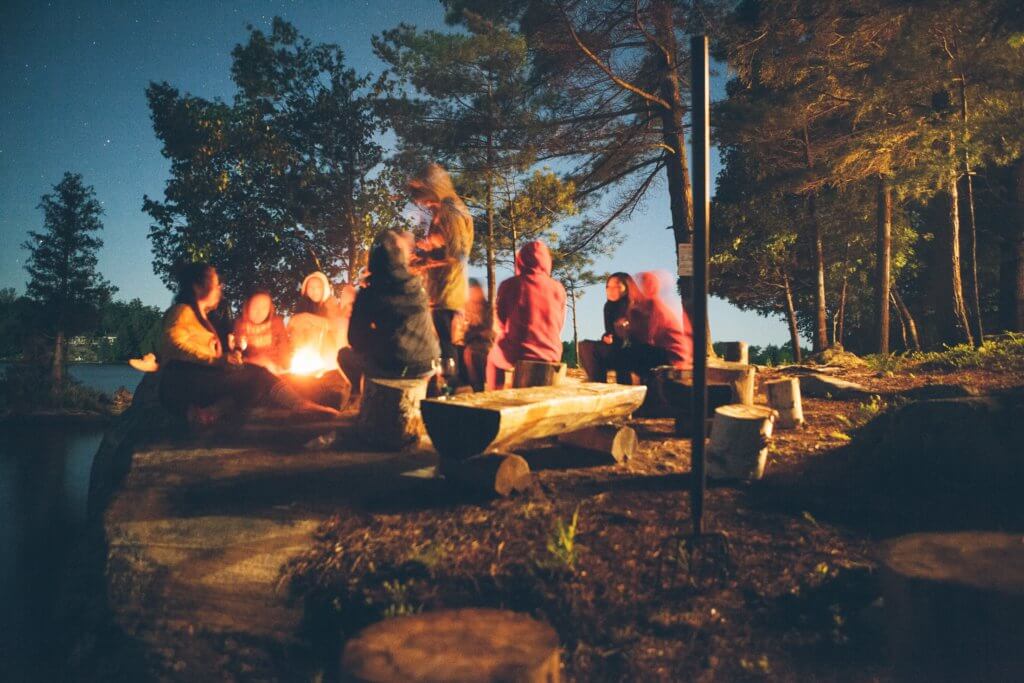 camping with fire