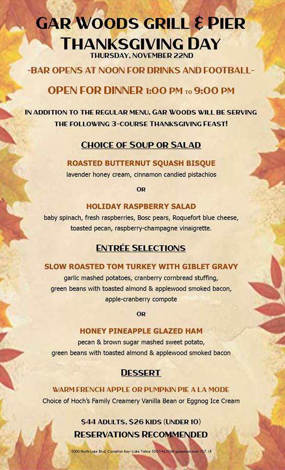 Thanksgiving in North Lake Tahoe - North Tahoe Business Association
